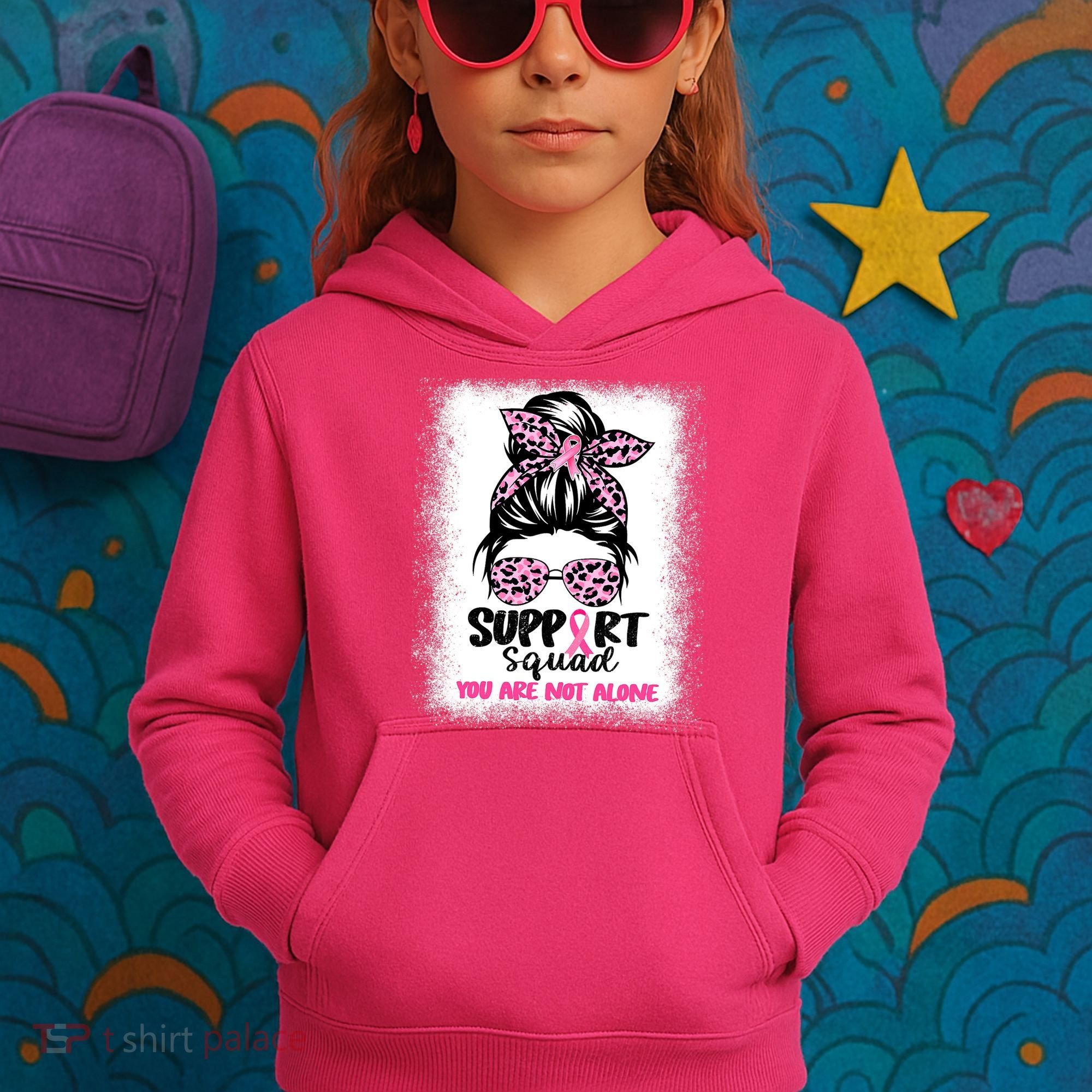 Support Squad Breast Cancer Awareness Kids Hoodie