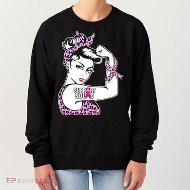Support Squad Breast Cancer Warrior Pink Ribbon Leopard Women's Sweatshirt