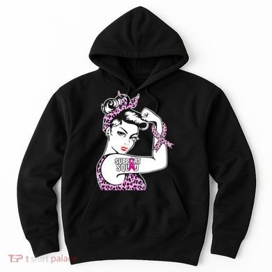 Support Squad Breast Cancer Warrior Pink Ribbon Leopard Hoodie