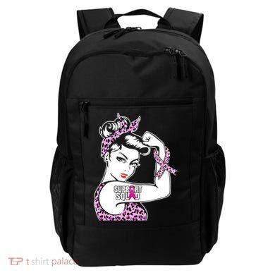 Support Squad Breast Cancer Warrior Pink Ribbon Leopard Backpack