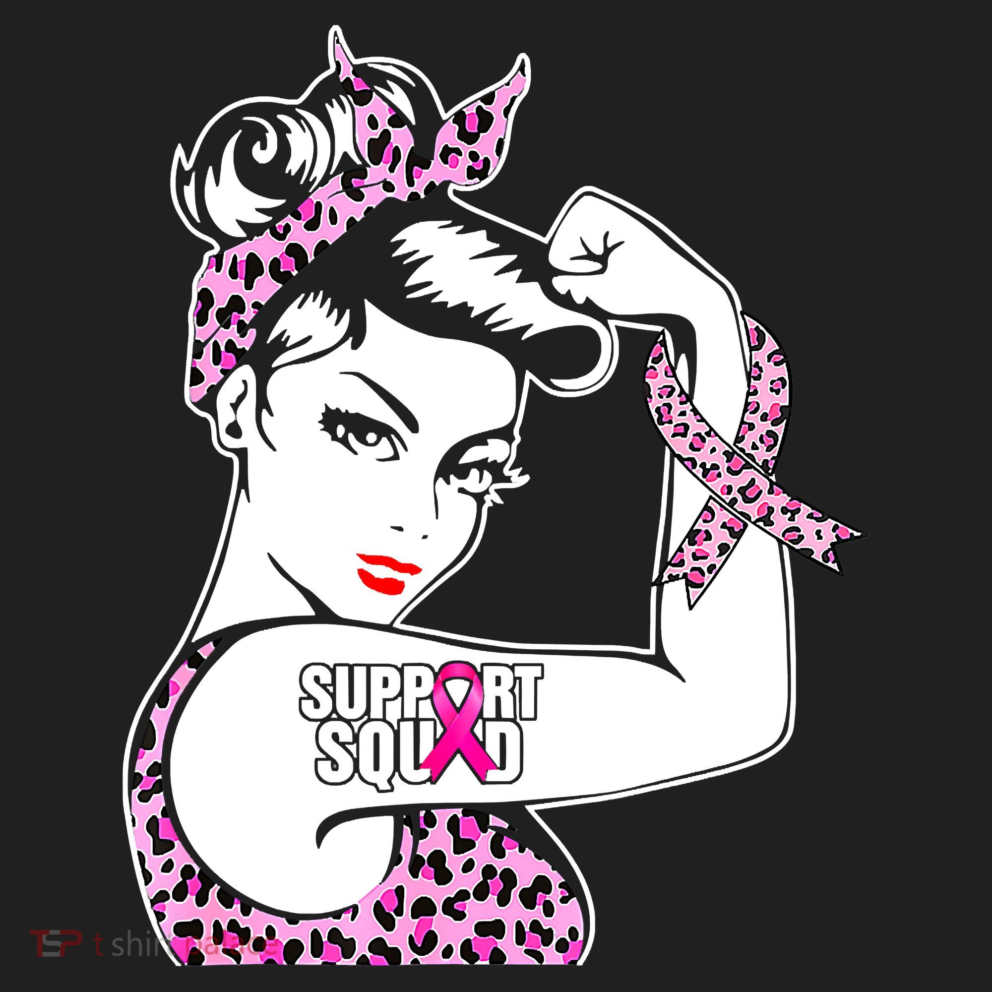 Support Squad Breast Cancer Warrior Pink Ribbon Leopard Beanie