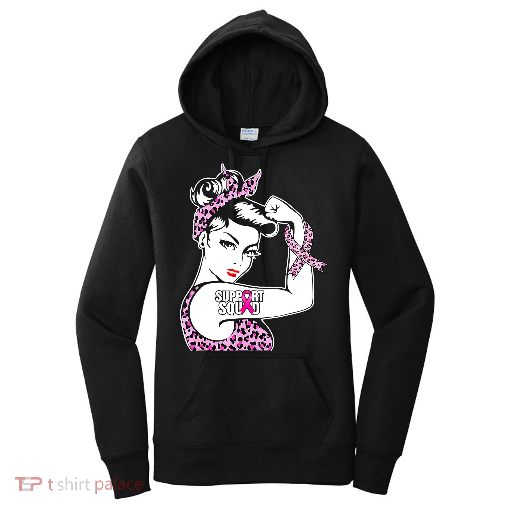 Support Squad Breast Cancer Warrior Pink Ribbon Leopard Women's Hoodie