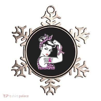 Support Squad Breast Cancer Warrior Pink Ribbon Leopard Ornament