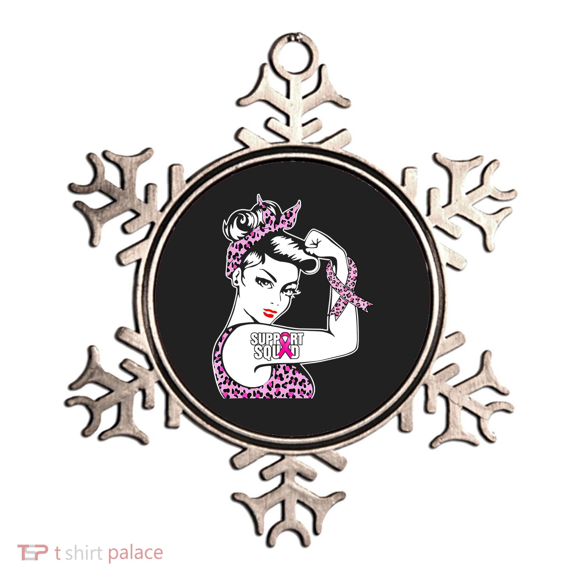 Support Squad Breast Cancer Warrior Pink Ribbon Leopard Ornament