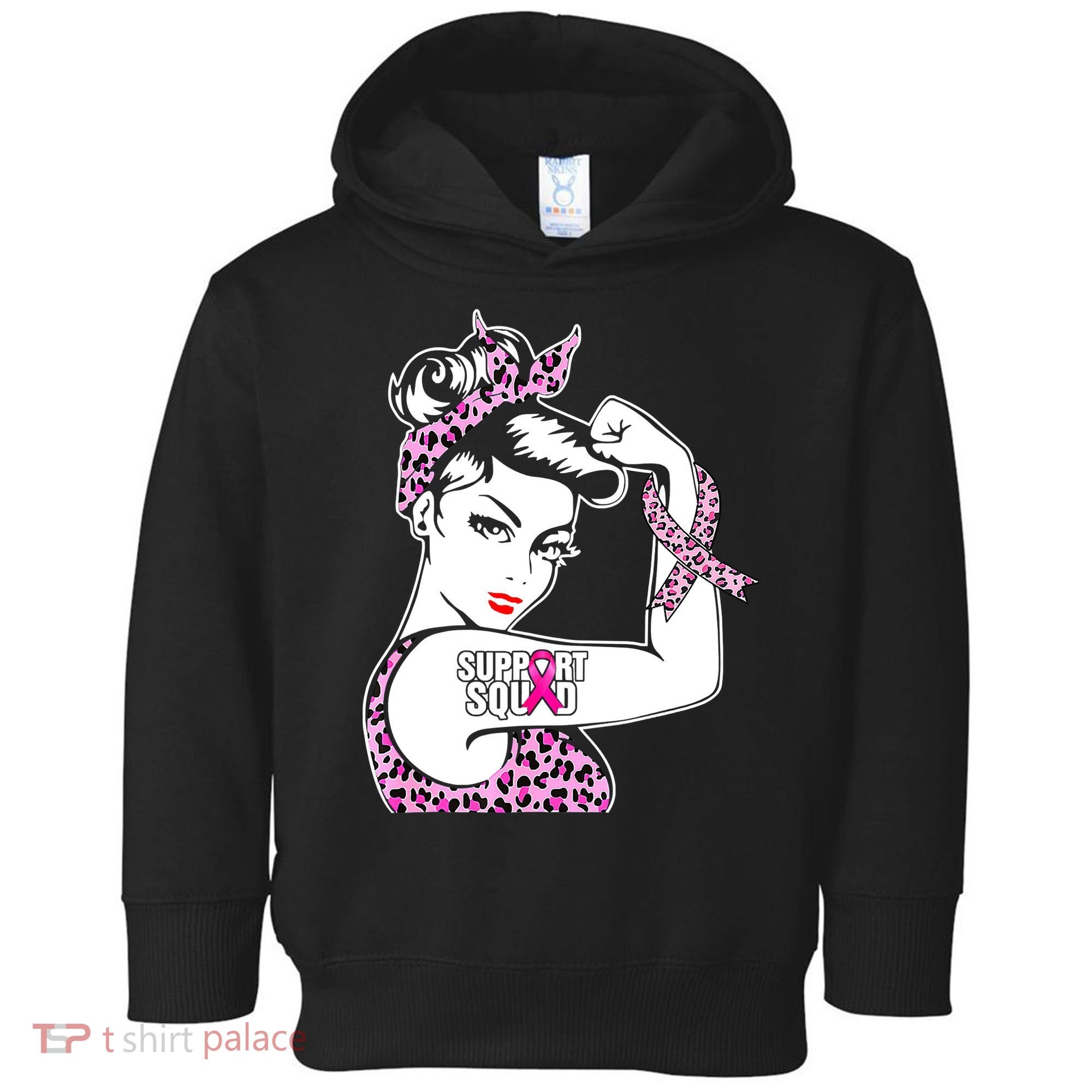 Support Squad Breast Cancer Warrior Pink Ribbon Leopard Toddler Hoodie