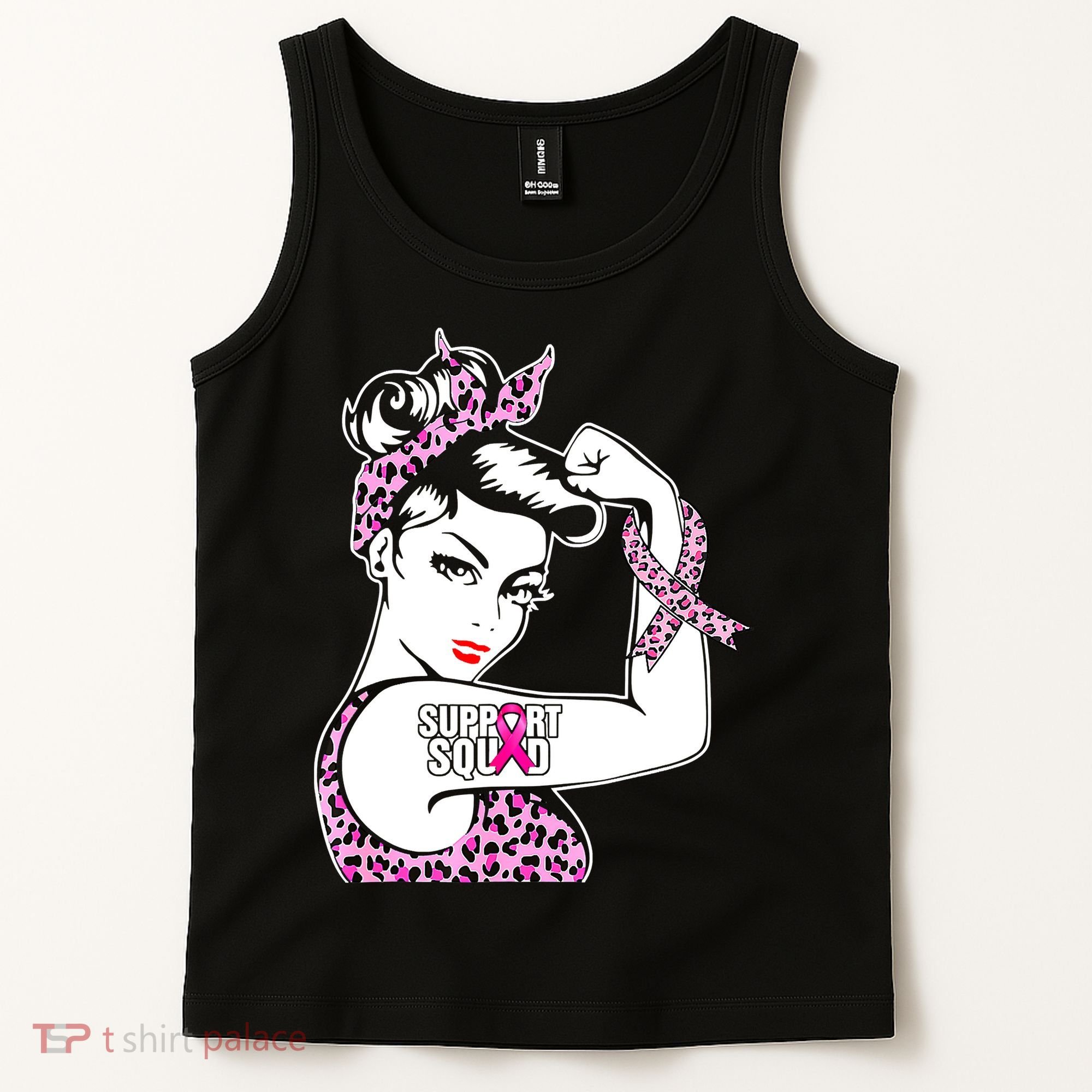 Support Squad Breast Cancer Warrior Pink Ribbon Leopard Tank Top