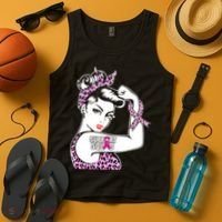 Support Squad Breast Cancer Warrior Pink Ribbon Leopard Tank Top thumb 4