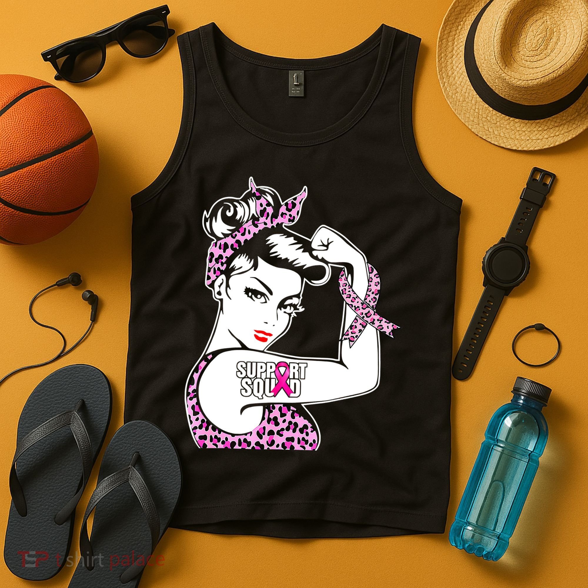 Support Squad Breast Cancer Warrior Pink Ribbon Leopard Tank Top