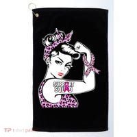 Support Squad Breast Cancer Warrior Pink Ribbon Leopard Golf Towel thumb 0