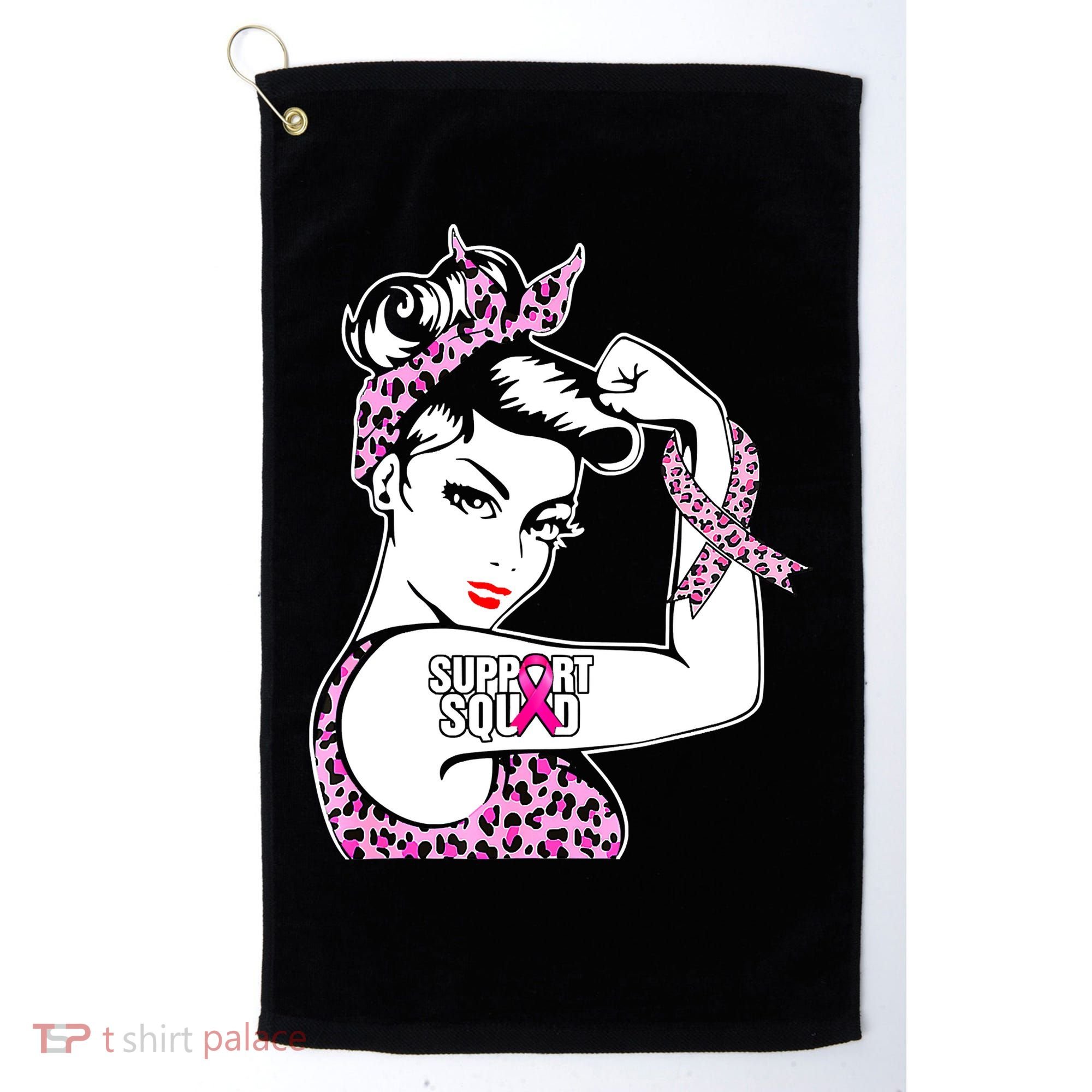 Support Squad Breast Cancer Warrior Pink Ribbon Leopard Golf Towel
