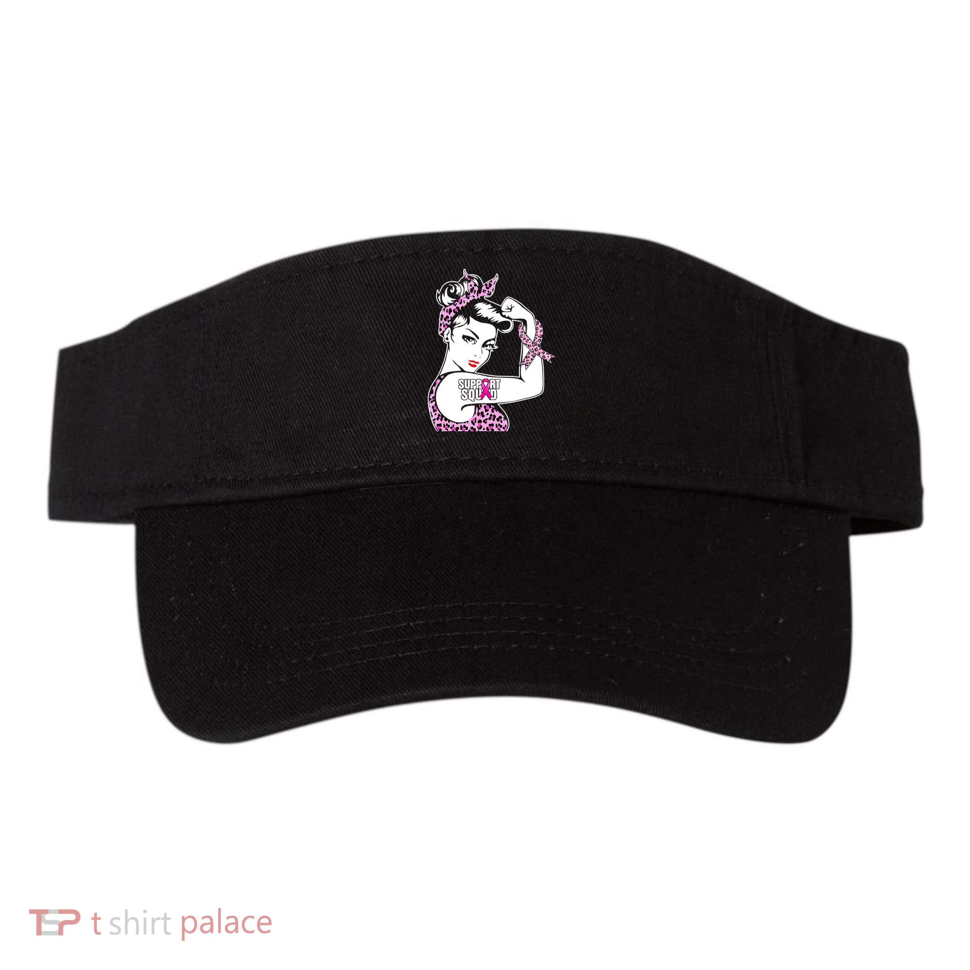 Support Squad Breast Cancer Warrior Pink Ribbon Leopard Visor