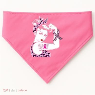 Support Squad Breast Cancer Warrior Pink Ribbon Leopard USA-Made Doggie Bandana