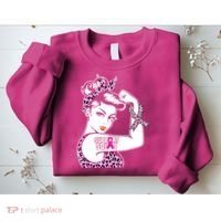Support Squad Breast Cancer Warrior Pink Ribbon Leopard Sweatshirt thumb 2