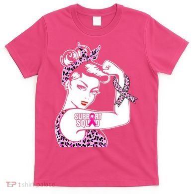 Support Squad Breast Cancer Warrior Pink Ribbon Leopard T-Shirt