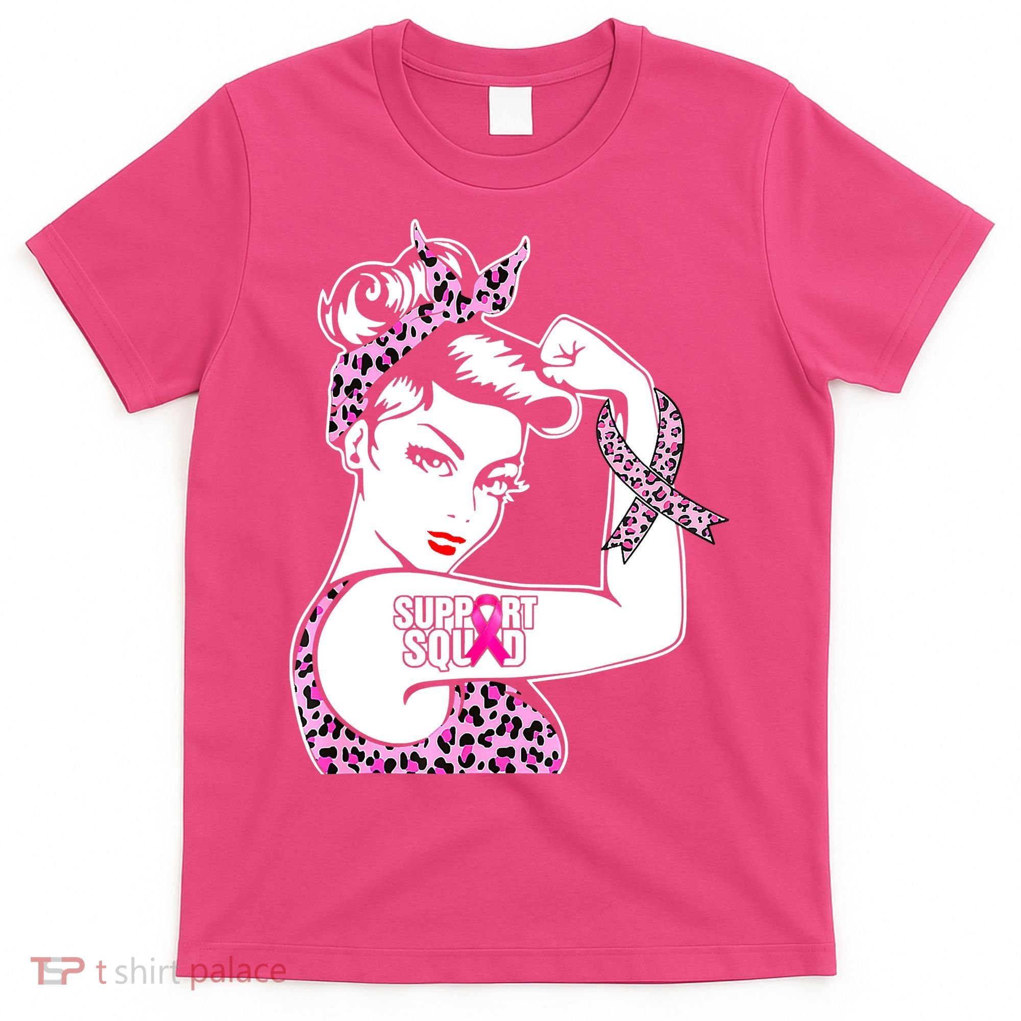Support Squad Breast Cancer Warrior Pink Ribbon Leopard T-Shirt