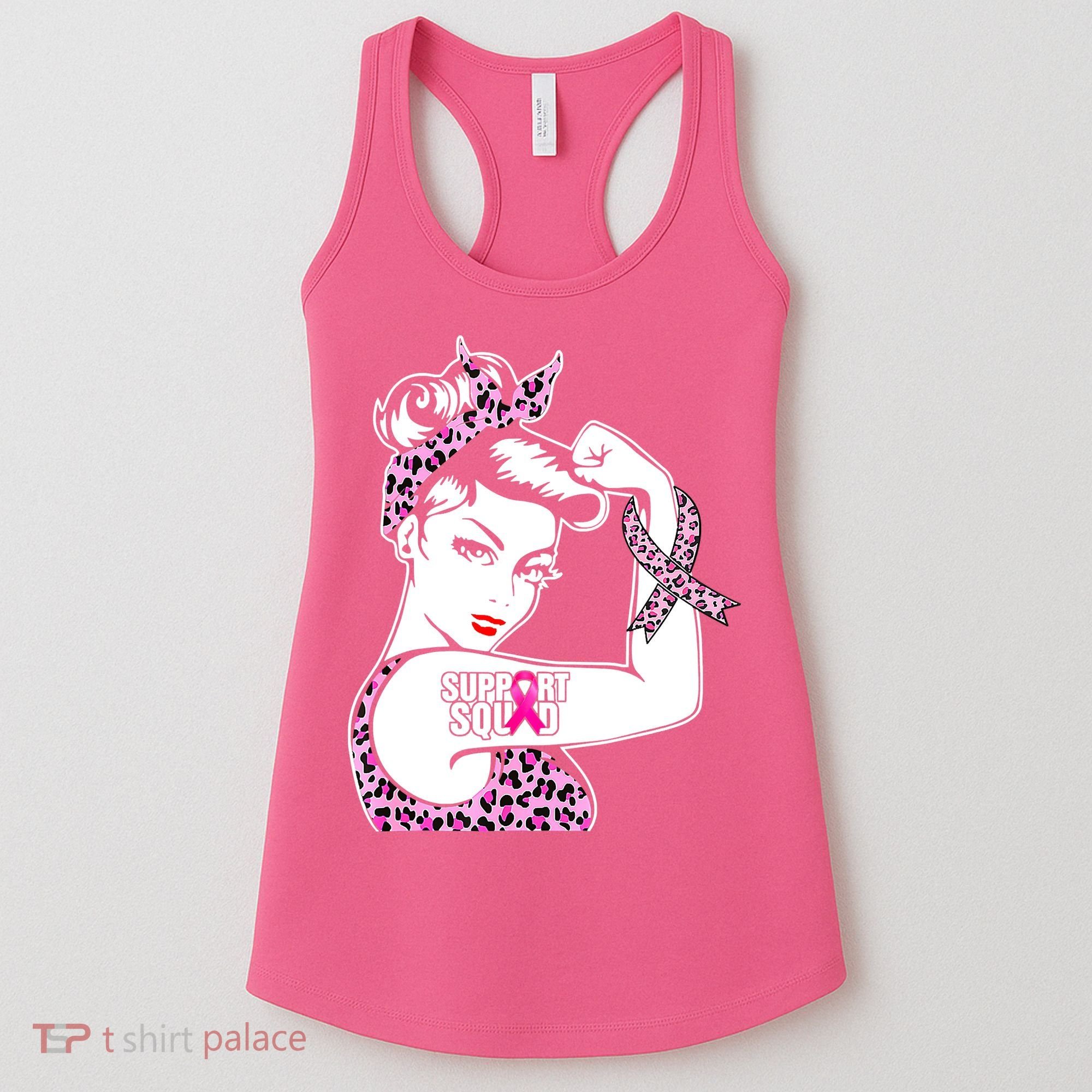 Support Squad Breast Cancer Warrior Pink Ribbon Leopard Women's Tank Top