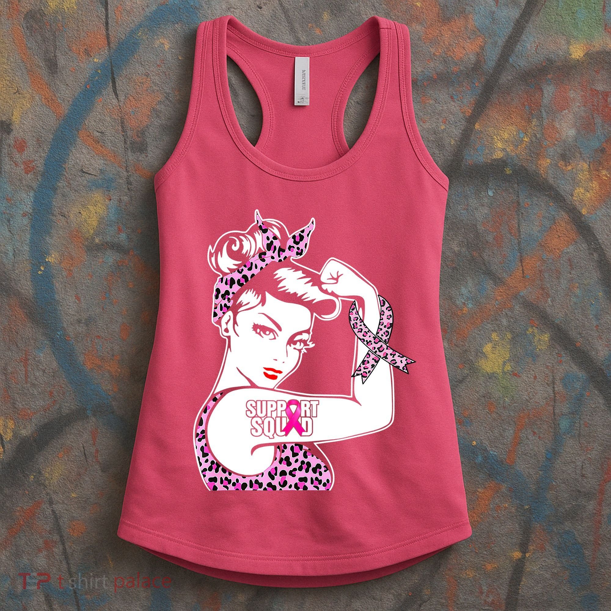 Support Squad Breast Cancer Warrior Pink Ribbon Leopard Women's Tank Top