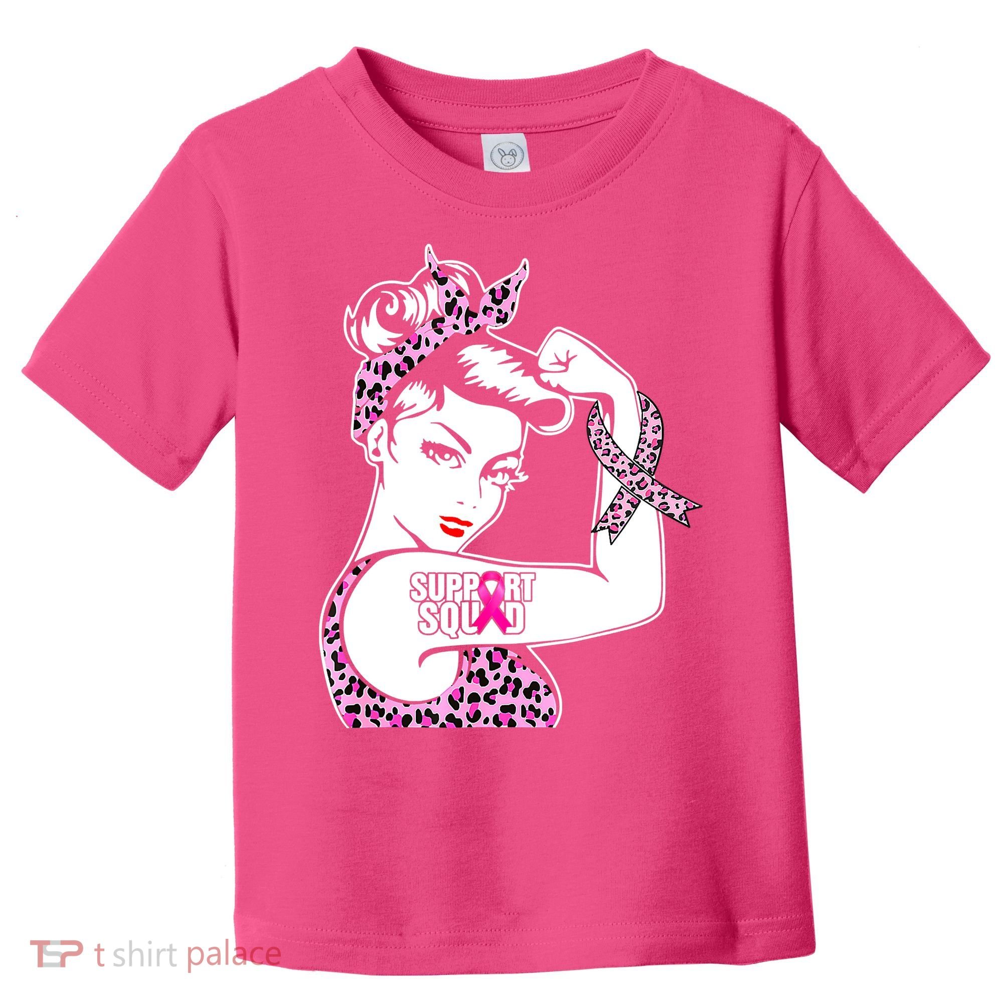 Support Squad Breast Cancer Warrior Pink Ribbon Leopard Toddler T-Shirt