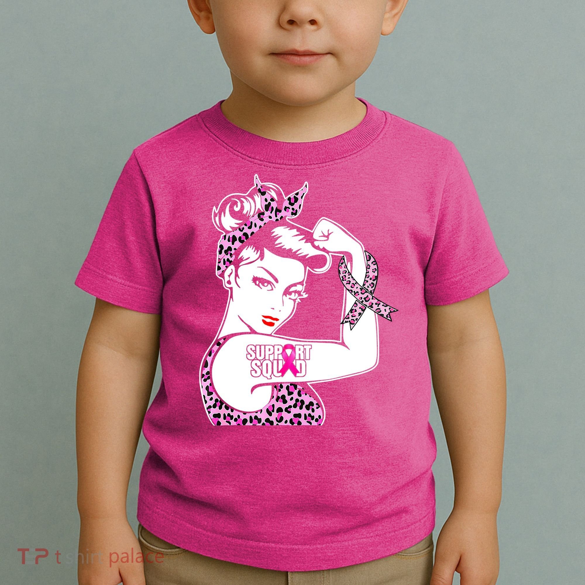 Support Squad Breast Cancer Warrior Pink Ribbon Leopard Toddler T-Shirt