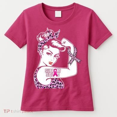 Support Squad Breast Cancer Warrior Pink Ribbon Leopard Women's T-Shirt