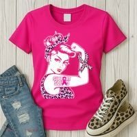 Support Squad Breast Cancer Warrior Pink Ribbon Leopard Women's T-Shirt thumb 3
