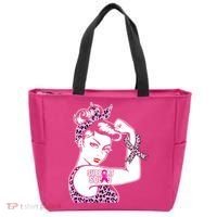 Support Squad Breast Cancer Warrior Pink Ribbon Leopard Tote Bag thumb 0