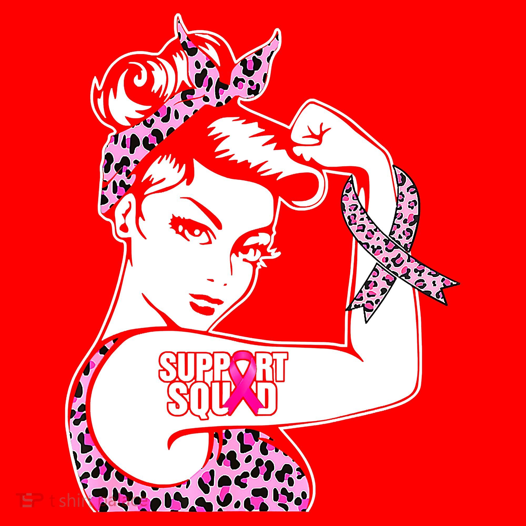 Support Squad Breast Cancer Warrior Pink Ribbon Leopard Santa Hat