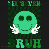 Six Seven Bruh Shamrock 67 Meme St Patrick's Day Backpack thumb 2