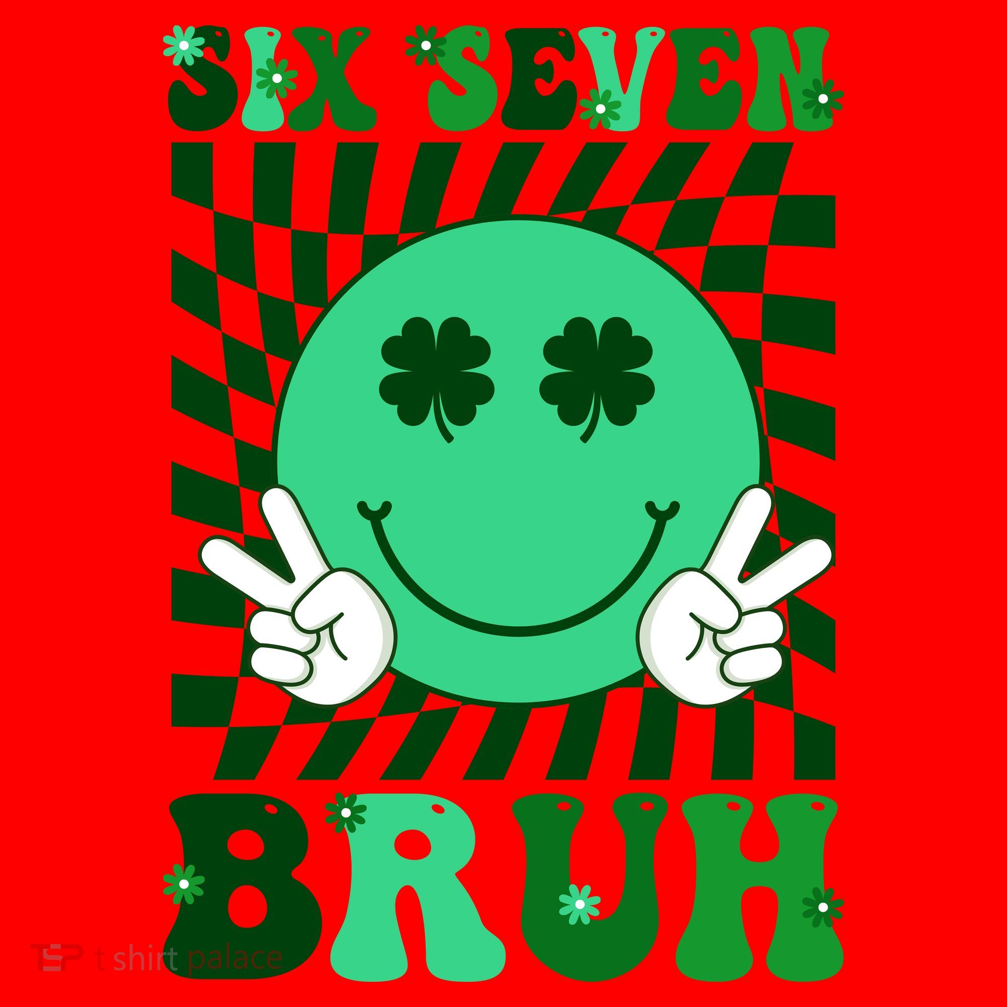 Six Seven Bruh Shamrock 67 Meme St Patrick's Day Santa Hat