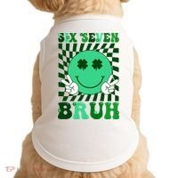 Six Seven Bruh Shamrock 67 Meme St Patrick's Day Doggie Tank thumb 0