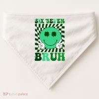 Six Seven Bruh Shamrock 67 Meme St Patrick's Day USA-Made Doggie Bandana thumb 0
