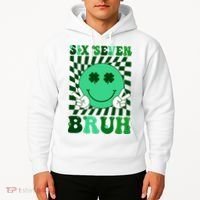 Six Seven Bruh Shamrock 67 Meme St Patrick's Day Hoodie thumb 2