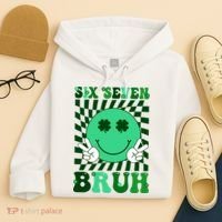 Six Seven Bruh Shamrock 67 Meme St Patrick's Day Hoodie thumb 4