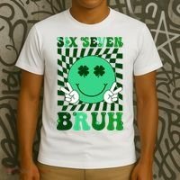 Six Seven Bruh Shamrock 67 Meme St Patrick's Day T-Shirt thumb 3