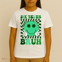 Six Seven Bruh Shamrock 67 Meme St Patrick's Day T-Shirt thumb 4