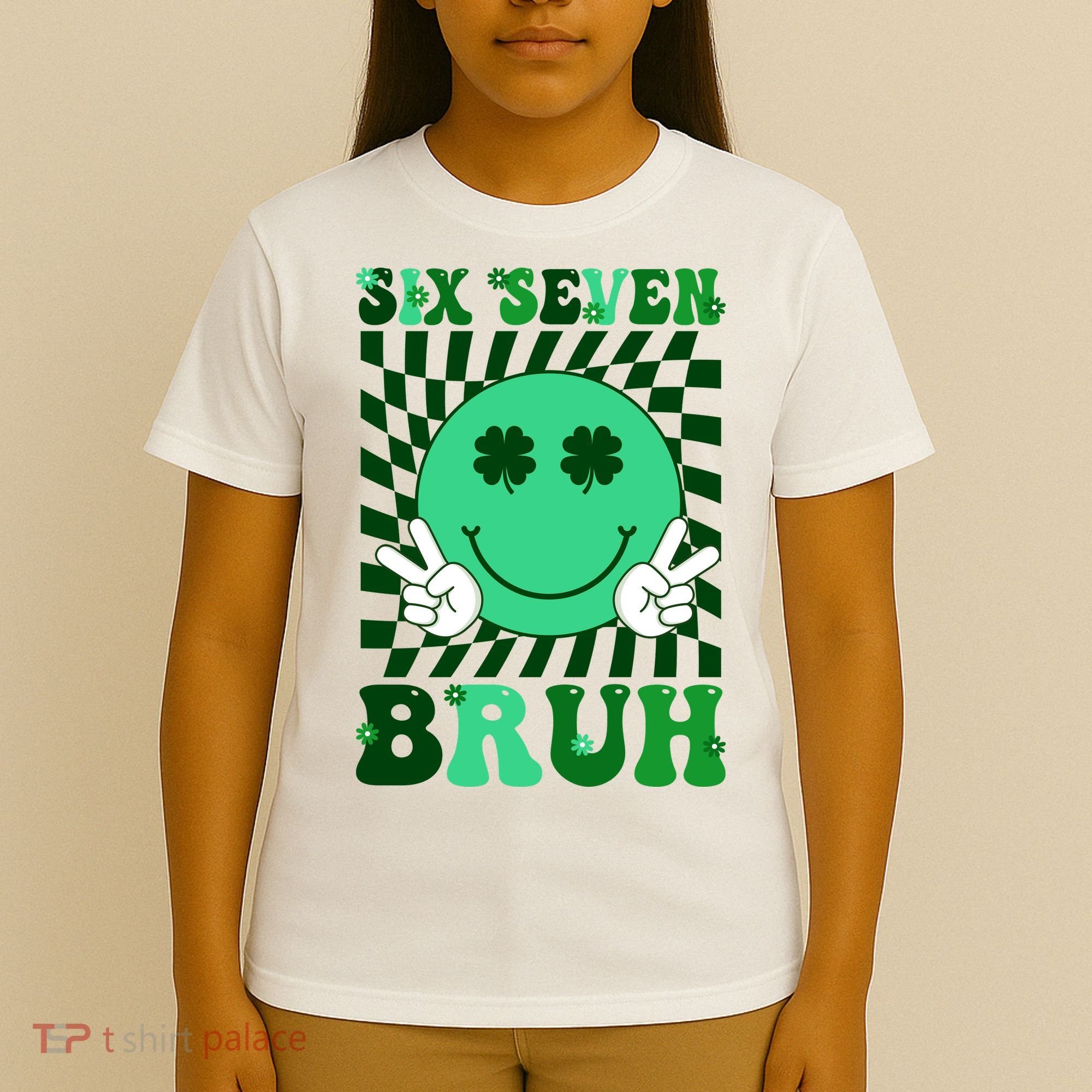 Six Seven Bruh Shamrock 67 Meme St Patrick's Day T-Shirt