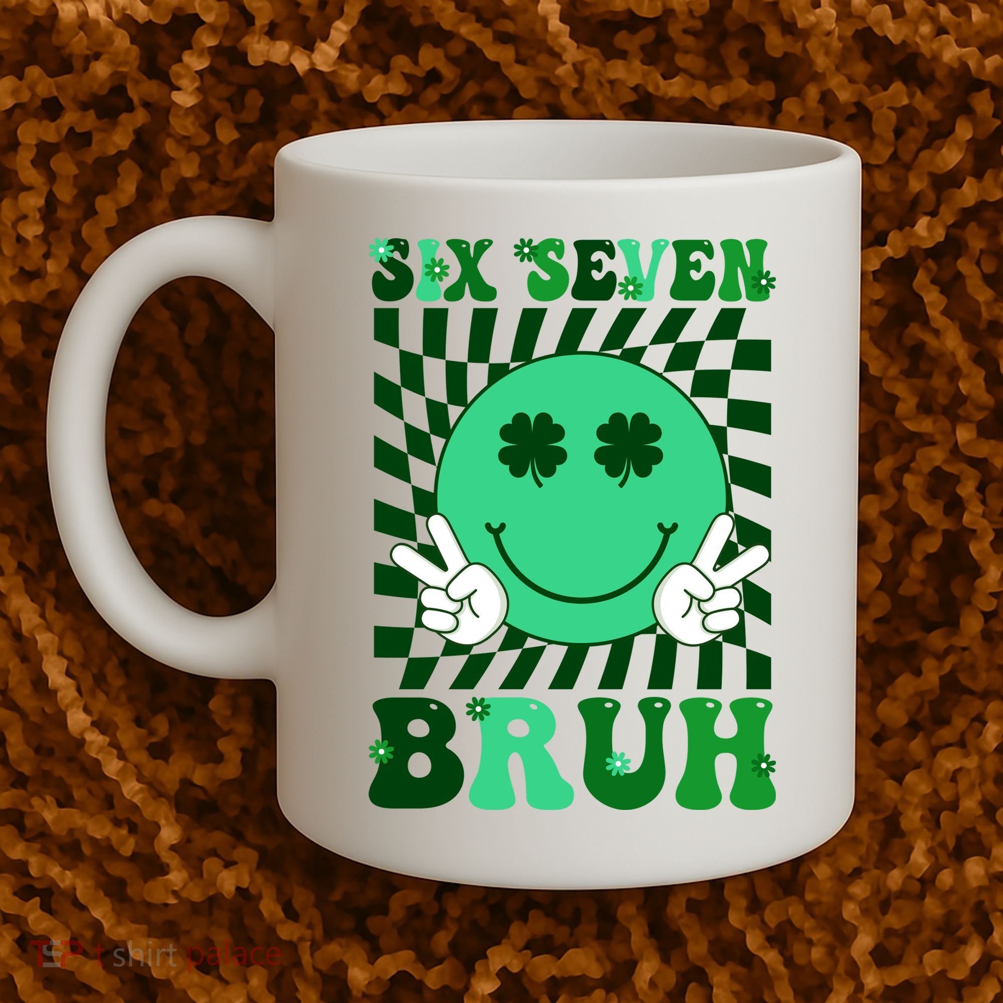 Six Seven Bruh Shamrock 67 Meme St Patrick's Day Coffee Mug
