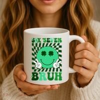 Six Seven Bruh Shamrock 67 Meme St Patrick's Day Coffee Mug thumb 3