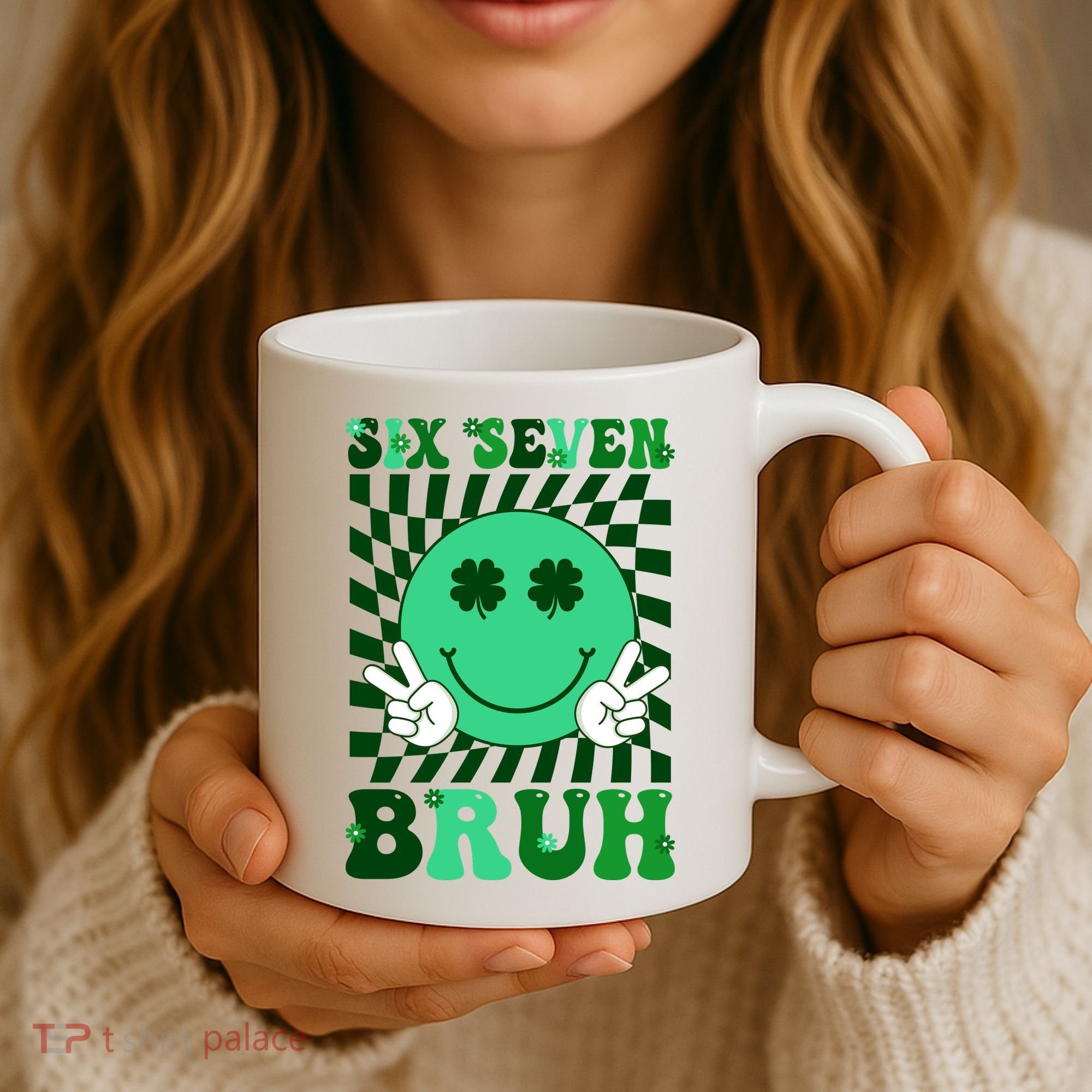 Six Seven Bruh Shamrock 67 Meme St Patrick's Day Coffee Mug