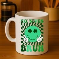 Six Seven Bruh Shamrock 67 Meme St Patrick's Day Coffee Mug thumb 4
