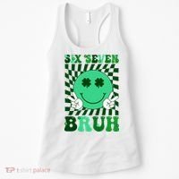 Six Seven Bruh Shamrock 67 Meme St Patrick's Day Women's Tank Top thumb 0