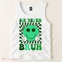 Six Seven Bruh Shamrock 67 Meme St Patrick's Day Tank Top thumb 2