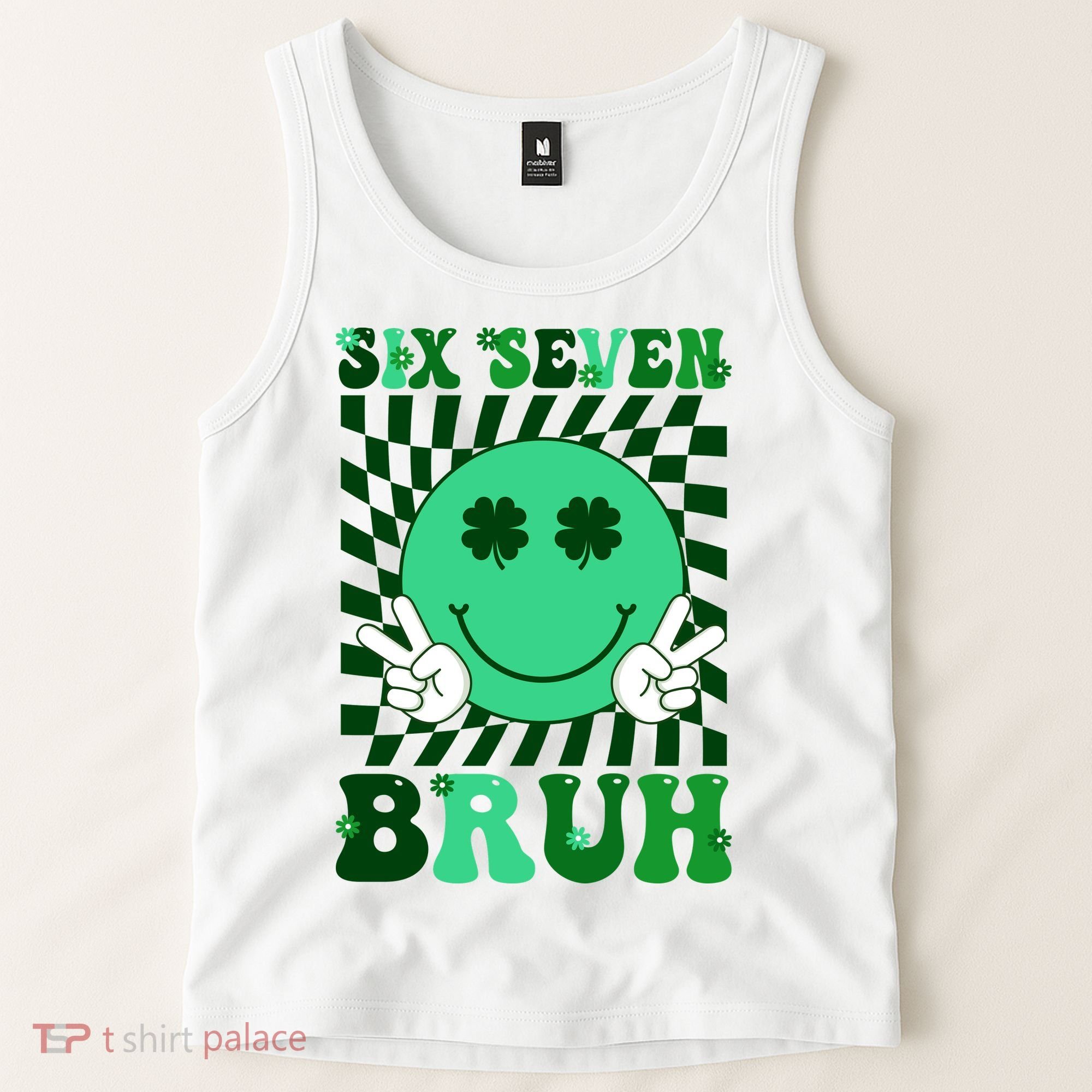 Six Seven Bruh Shamrock 67 Meme St Patrick's Day Tank Top