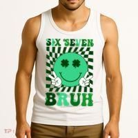 Six Seven Bruh Shamrock 67 Meme St Patrick's Day Tank Top thumb 3