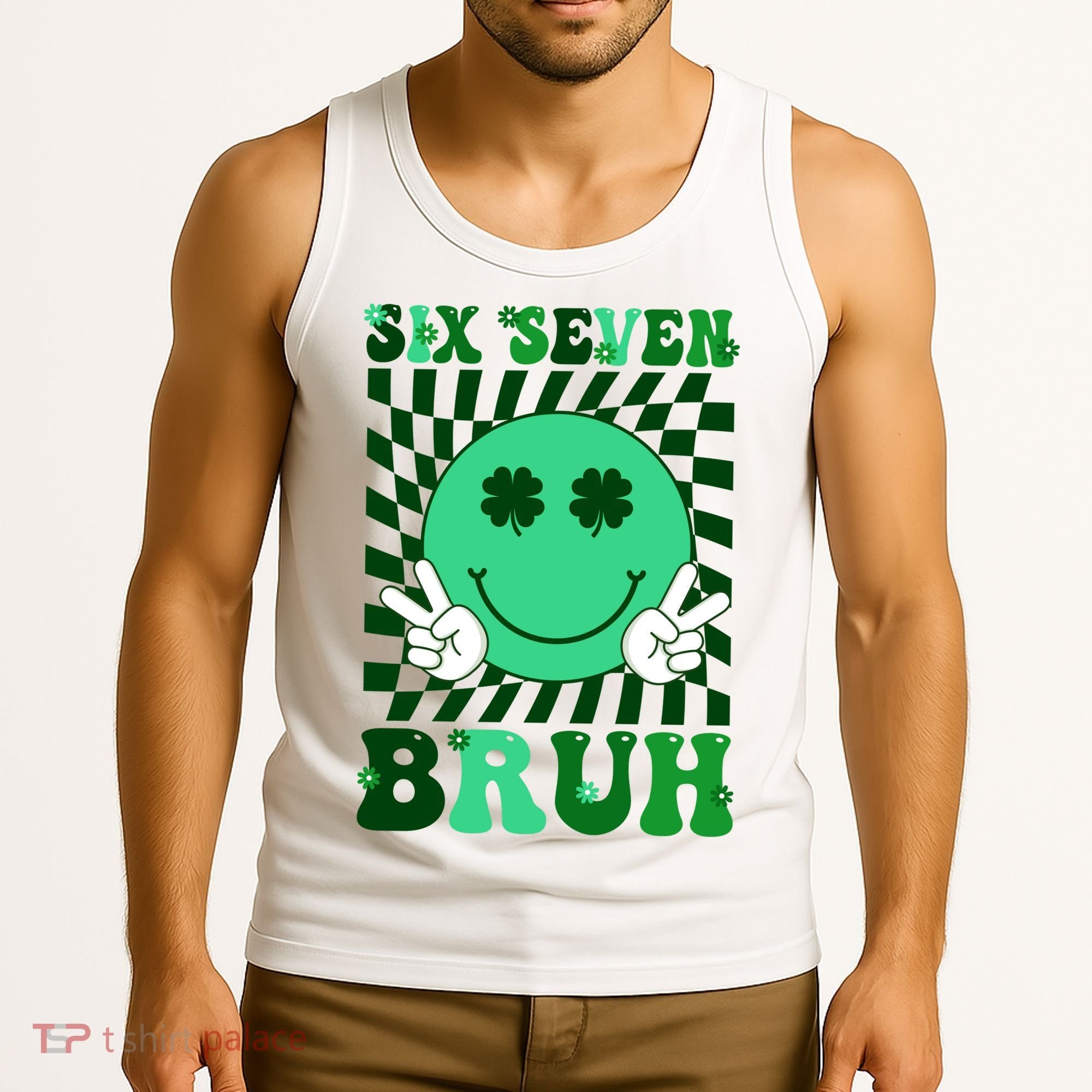 Six Seven Bruh Shamrock 67 Meme St Patrick's Day Tank Top