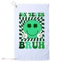 Six Seven Bruh Shamrock 67 Meme St Patrick's Day Golf Towel thumb 0