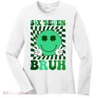 Six Seven Bruh Shamrock 67 Meme St Patrick's Day Women's Long Sleeve Shirt thumb 0