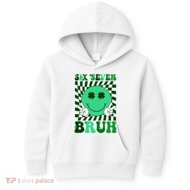 Six Seven Bruh Shamrock 67 Meme St Patrick's Day Kids Hoodie