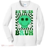 Six Seven Bruh Shamrock 67 Meme St Patrick's Day Kids Long Sleeve Shirt thumb 0