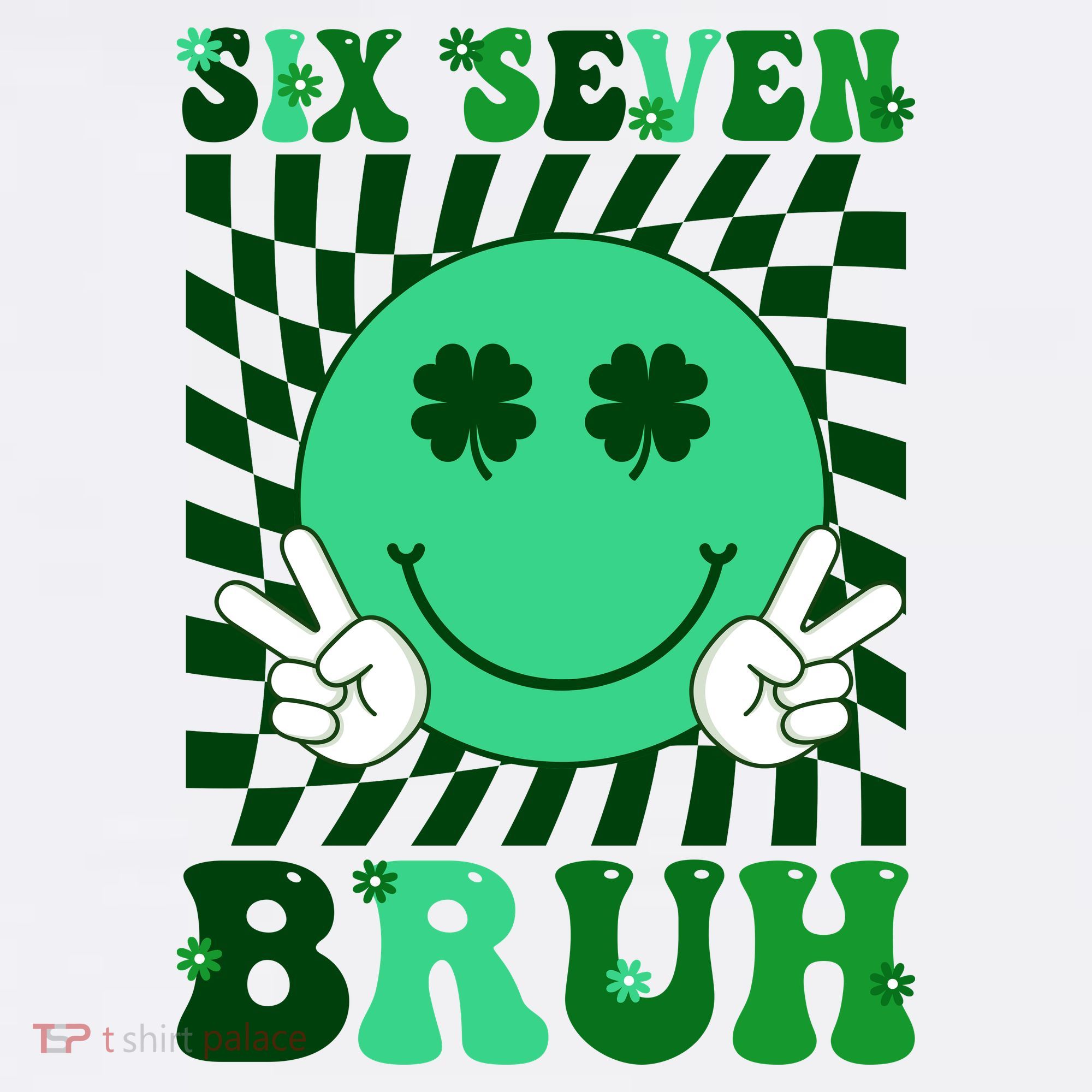 Six Seven Bruh Shamrock 67 Meme St Patrick's Day Kids Long Sleeve Shirt